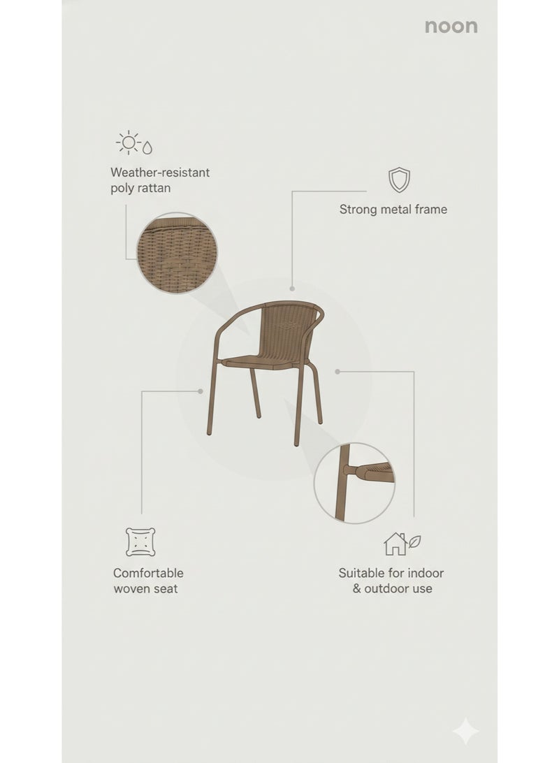 Harmony Home Modern Garden Patio Dining Chair |attan Chair | Weather-Resistant Outdoor Seating for Patio, Balcony & Garden – Brown - Image 3